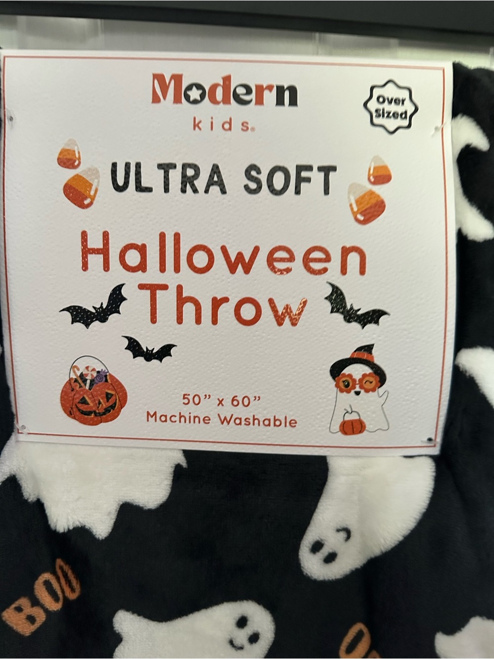 Black Halloween Ghost Throw Blanket 50 x60